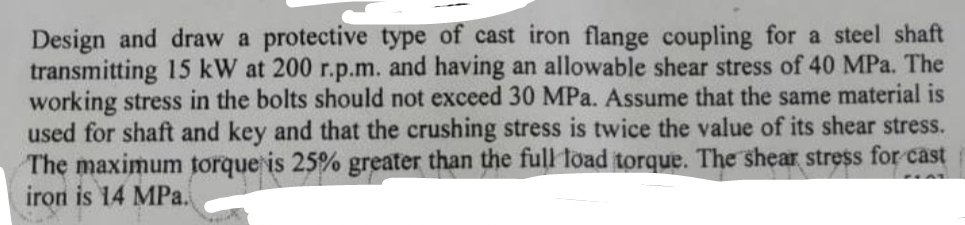 design-and-draw-a-protective-type-of-cast-iron-flange-chegg