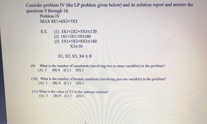 Solved Consider problem IV (the LP problem given below) and | Chegg.com