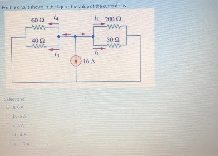 Solved For the circuit shown in the figure, the value of the | Chegg.com
