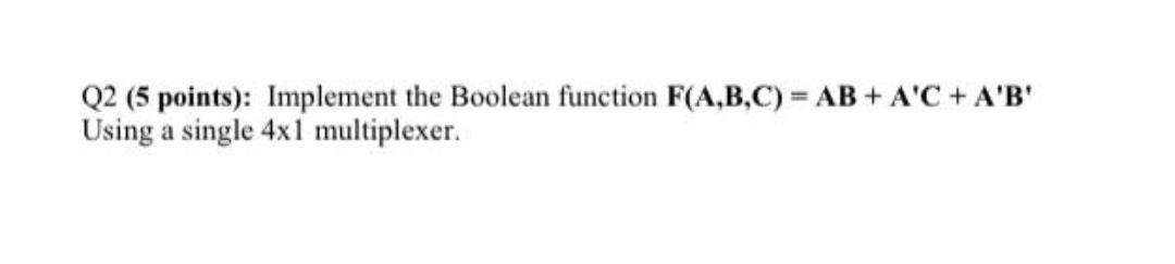 Solved Q2 (5 ﻿points): Implement The Boolean Function | Chegg.com