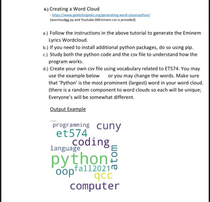 Solved 6.) Creating A Word Cloud | Chegg.com