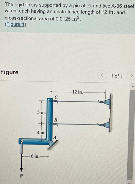 Solved The rigid link is supported by a pin at A and two | Chegg.com