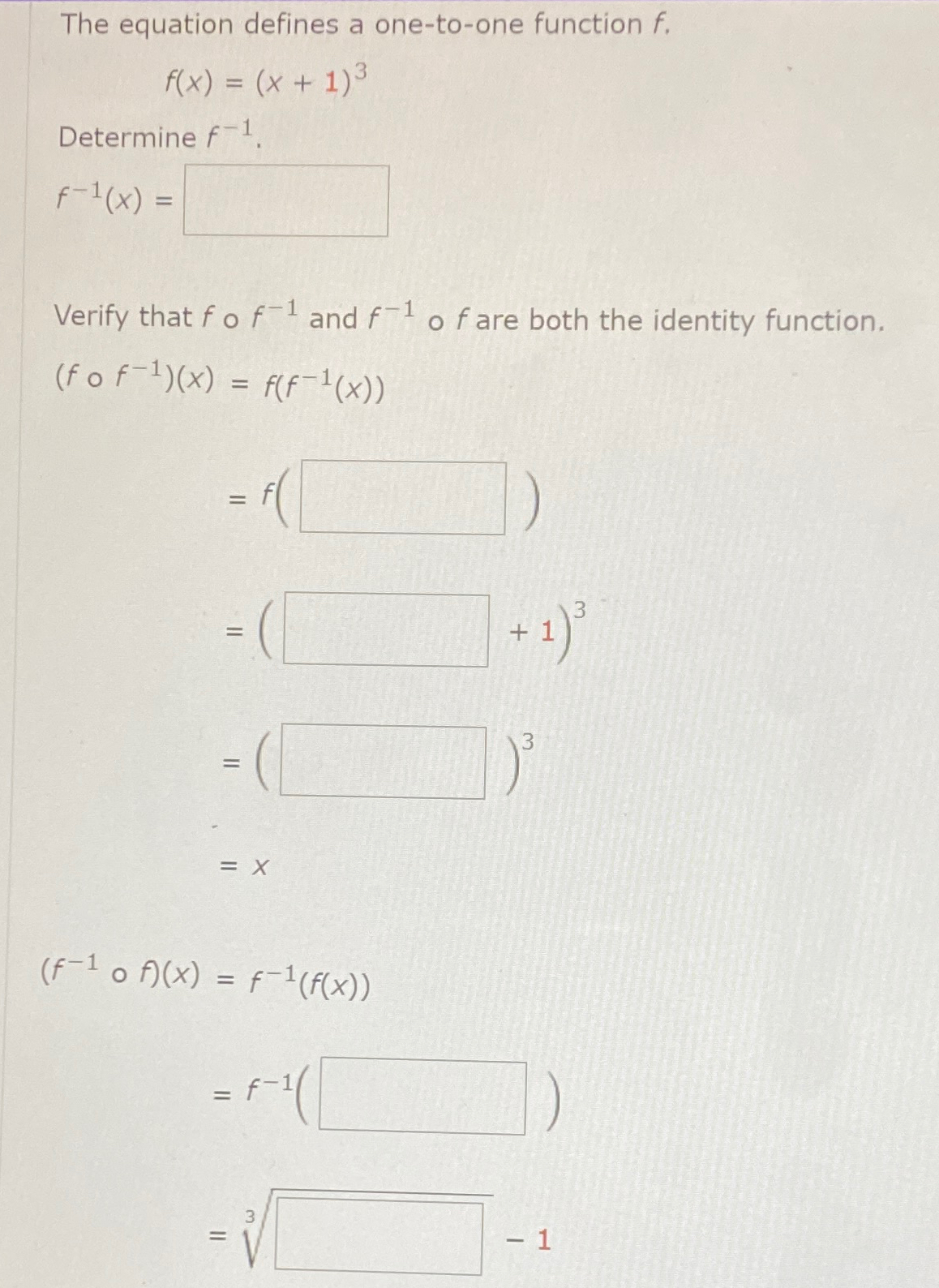 Solved The equation defines a one-to-one function | Chegg.com