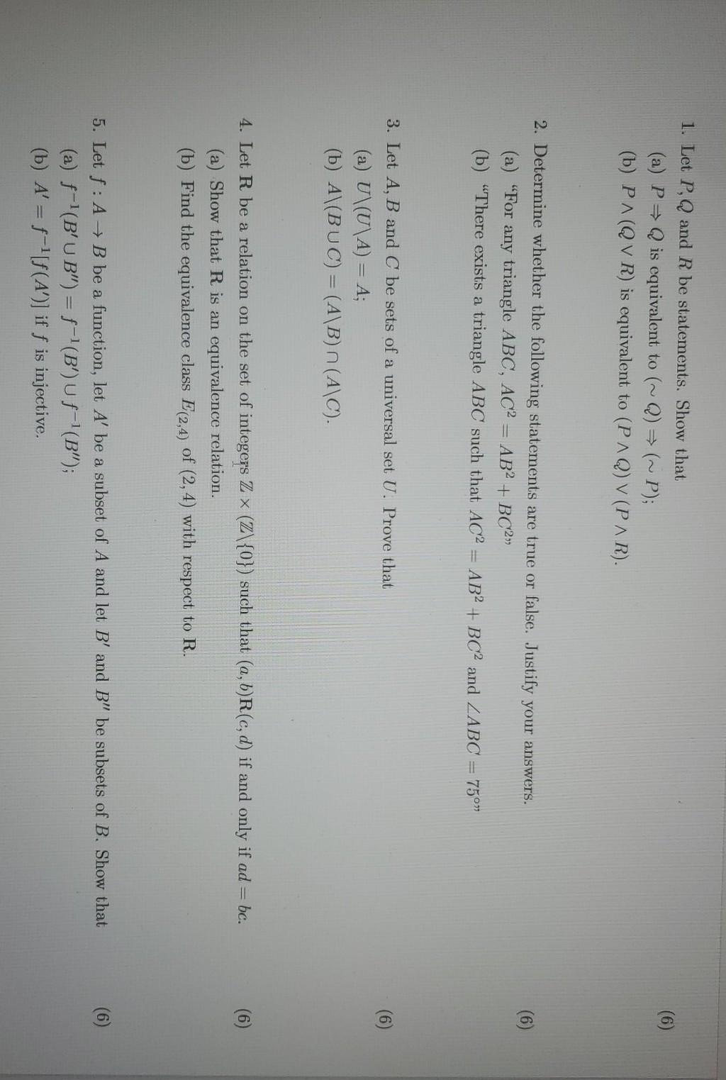 Solved 1 Let P Q And R Be Statements Show That A P Q Chegg Com