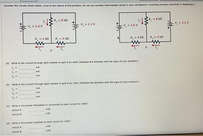 Solved (a) What is the current through each resistor in part | Chegg.com