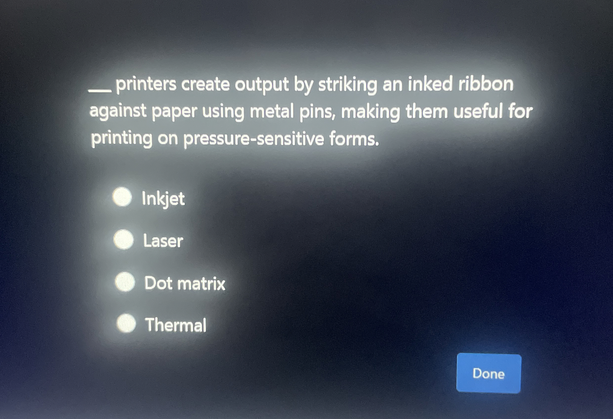 Solved printers create output by striking an inked | Chegg.com