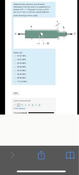 Solved Demine the maximum normal stress developed in the bar | Chegg.com