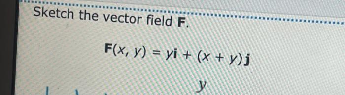 Sketch the vector field \( \mathbf{F} \). \[ \mathbf{F}(x, y)=y i+(x+y) j \]