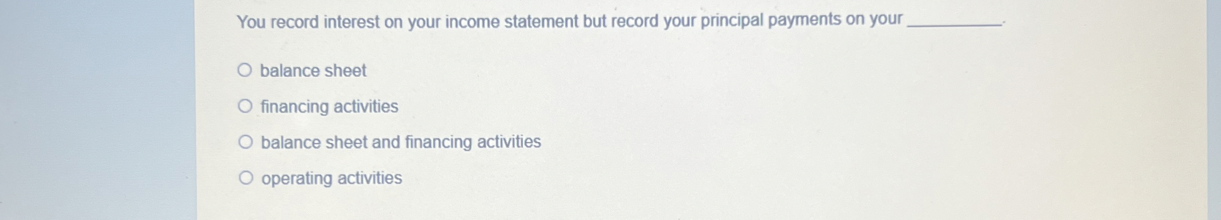 Solved You record interest on your income statement but | Chegg.com