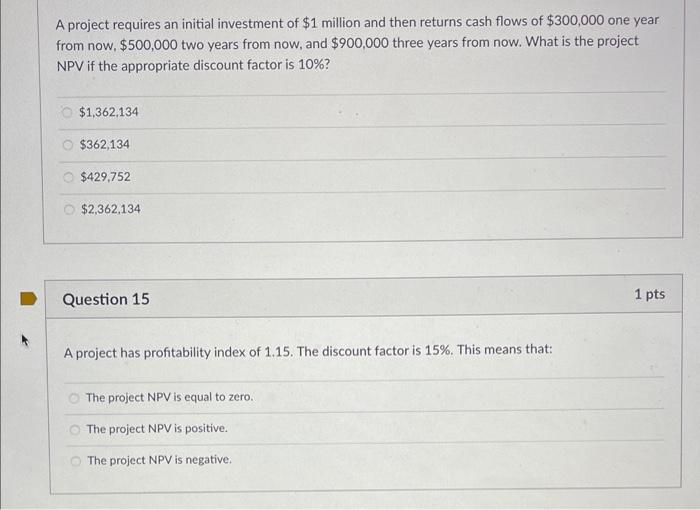 Solved A project requires an initial investment of $1 | Chegg.com