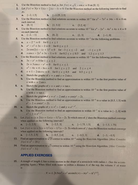 Solved in. a. 8. c. a. 1. Use the Bisection method to find | Chegg.com