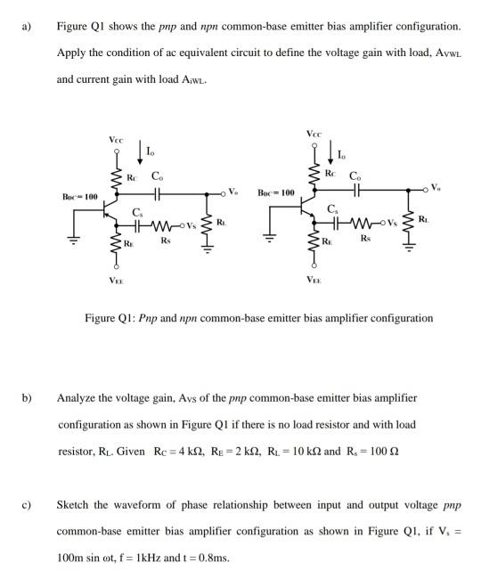 Solved a) Figure QI shows the pnp and npn common-base | Chegg.com