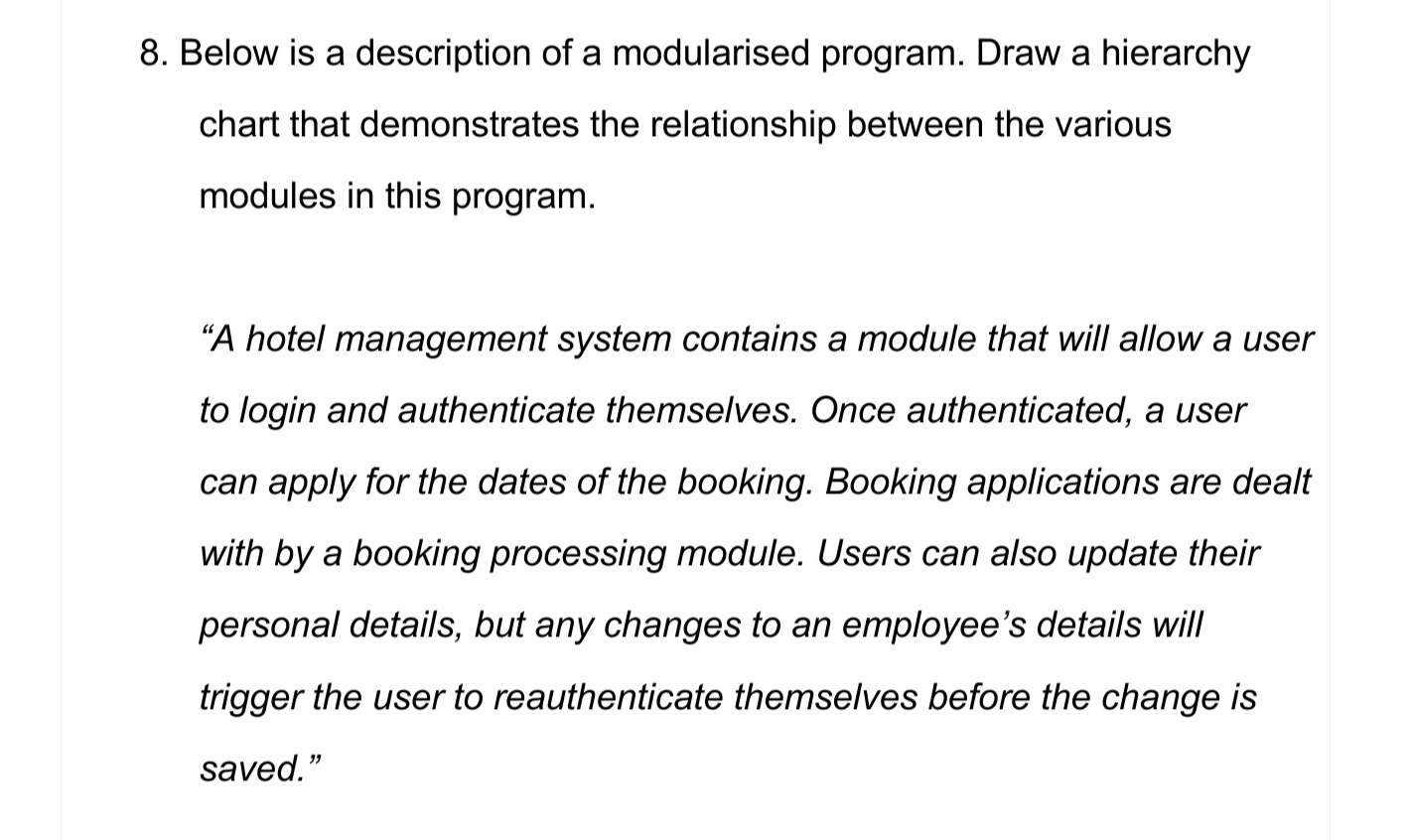 Solved Below is a description of a modularised program. Draw | Chegg.com