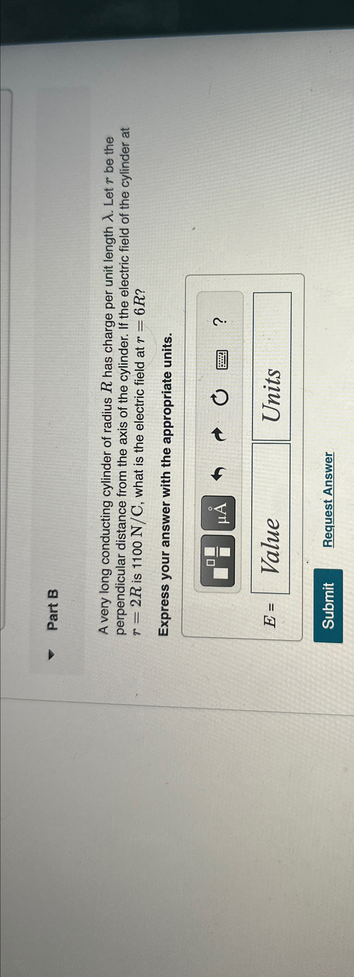 Solved Part BA very long conducting cylinder of radius R | Chegg.com