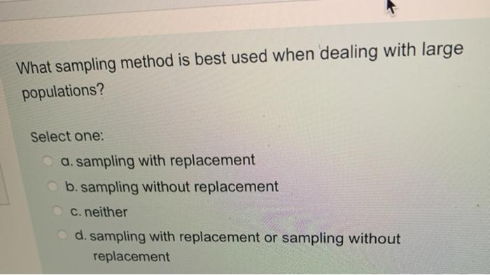 Solved What Sampling Method Is Best Used When Dealing With | Chegg.com