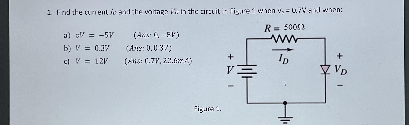 Solved Find the current ID ﻿and the voltage VD ﻿in the | Chegg.com