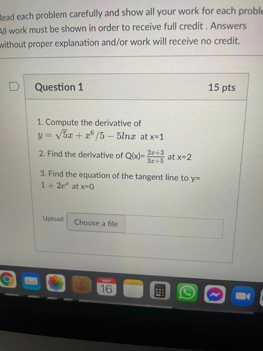 Solved Read each problem carefully and show all your work | Chegg.com