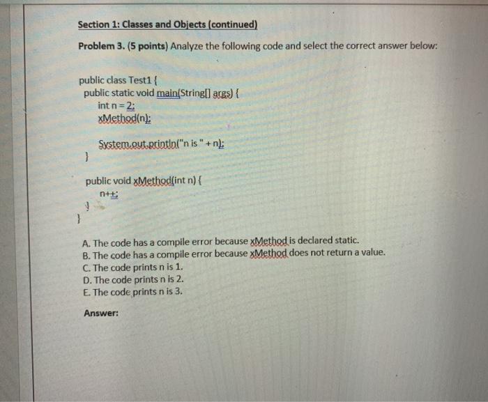 Solved Section 1: Classes and Objects (continued) Problem 3. | Chegg.com