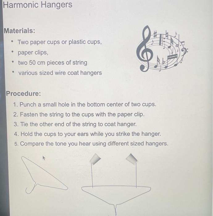 Solved Harmonic Hangers Materials: • Two paper cups or | Chegg.com