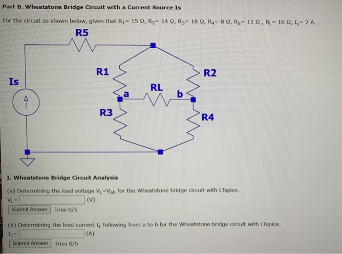 Solved Part B. Wheatstone Bridge Circuit With A Current | Chegg.com