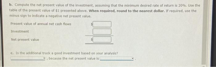Solved Net present value method for a service company | Chegg.com