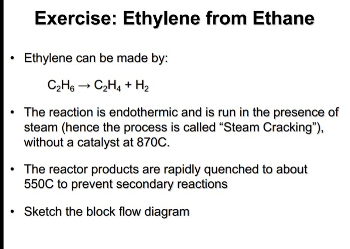 Solved Exercise Ethylene from Ethane . Ethylene can be made