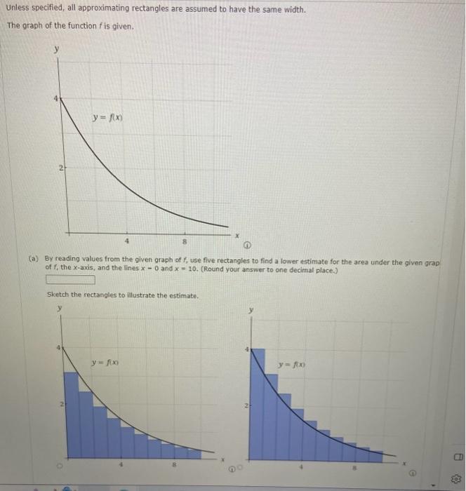 Solved Unless specifled, all approximating rectangles are | Chegg.com