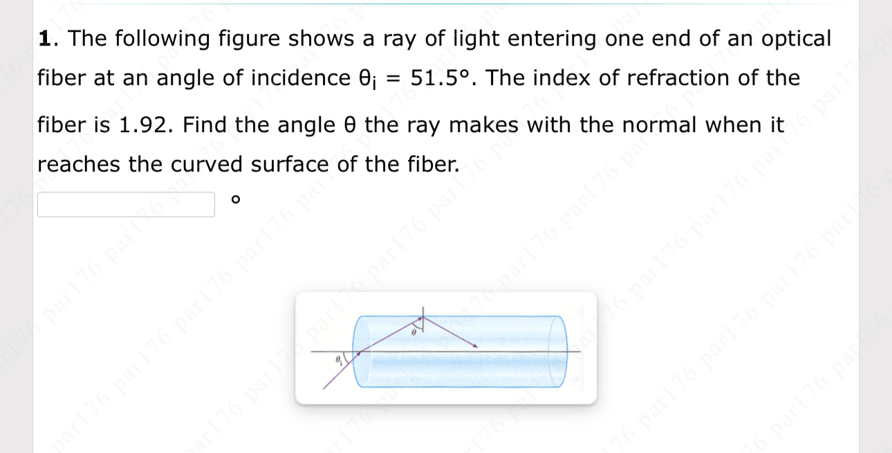 Solved The following figure shows a ray of light entering | Chegg.com