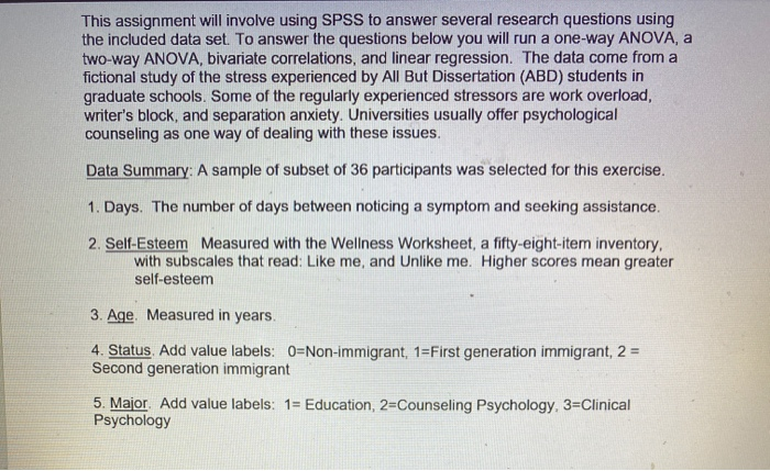 Solved This Assignment Will Involve Using Spss To Answer Chegg