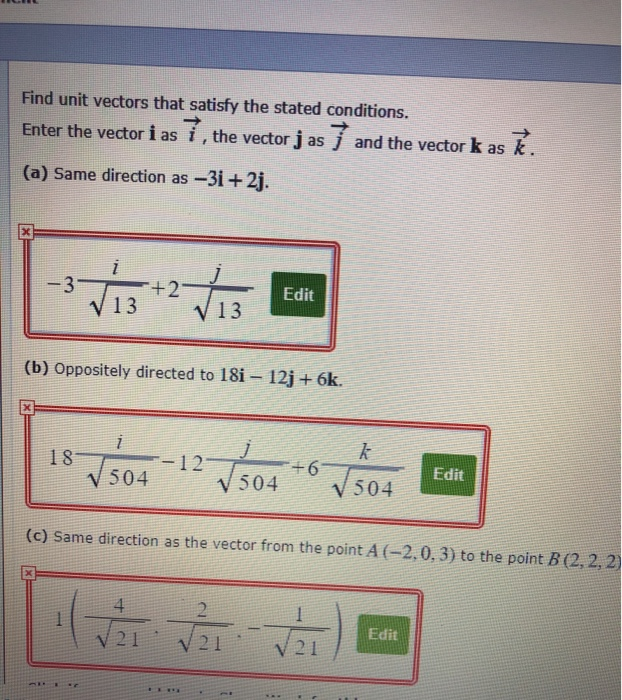 Solved Find unit vectors that satisfy the stated conditions.