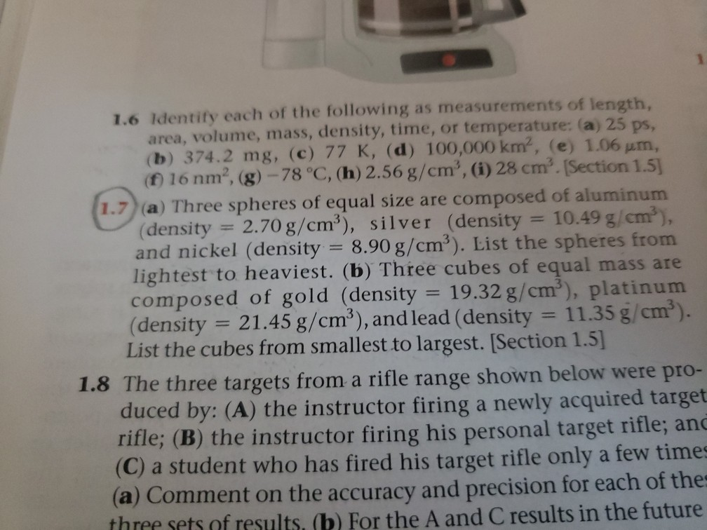 1 1.6 Identify each of the following as measurements | Chegg.com
