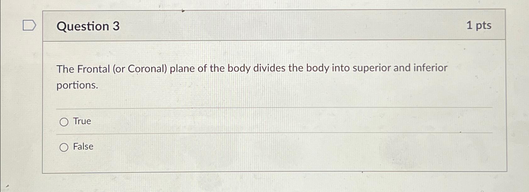 Solved Question 31 ﻿ptsThe Frontal (or Coronal) ﻿plane Of | Chegg.com