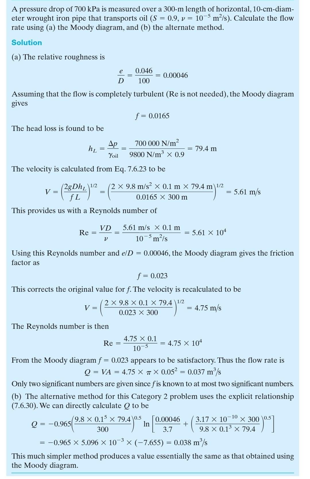 Solved A pressure drop of 700 kPa is measured over a 300-m | Chegg.com