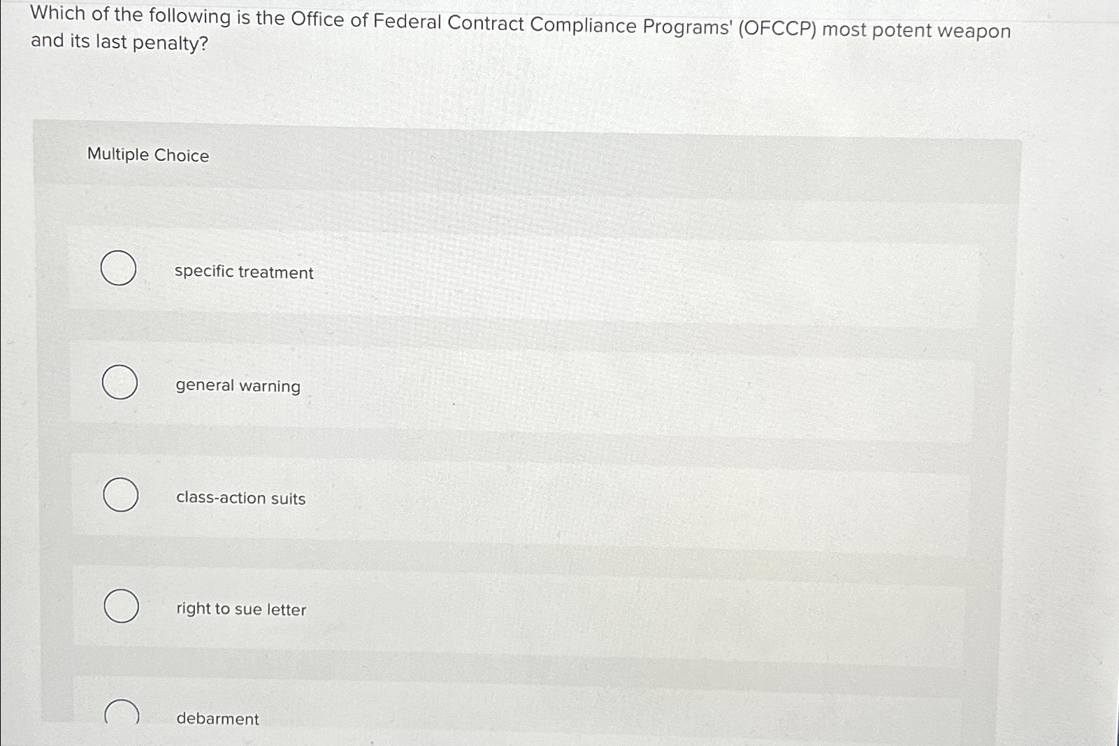 Solved Which of the following is the Office of Federal | Chegg.com