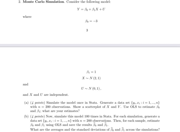 Solved 2. Monte Carlo Simulation. Consider The Following | Chegg.com