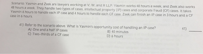 Solved Scenario Yasmin And Zeek Are Lawyers Working At V Chegg