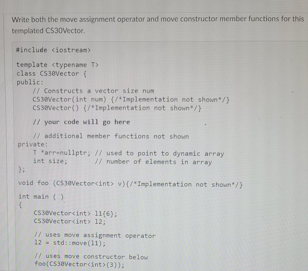 move constructor and move assignment operator