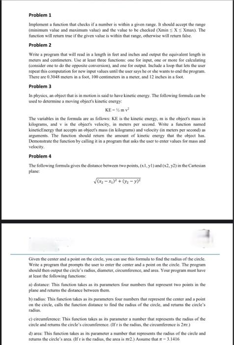 Solved Problem 1 Implement a function that checks if a | Chegg.com