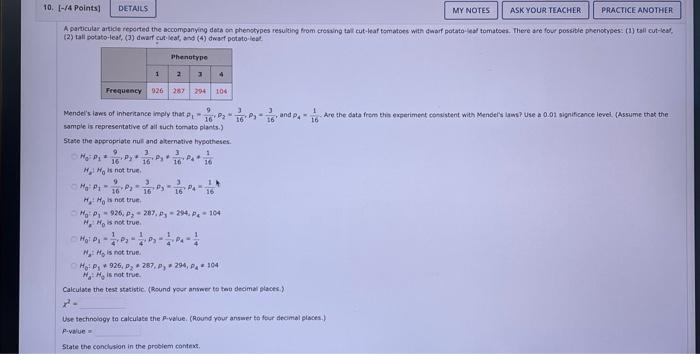 Solved sample is representative of all such temato plants.) | Chegg.com