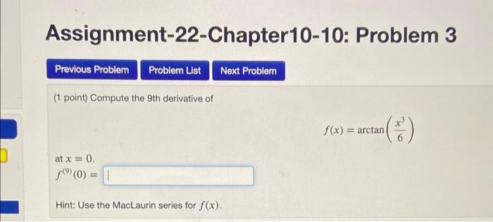 Solved Assignment-22-Chapter 10-10: Problem 3 Previous | Chegg.com