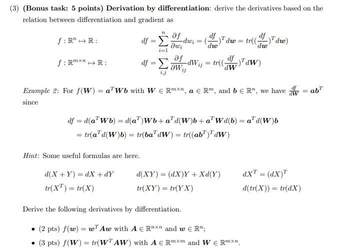 Solved (3) (Bonus Task: 5 Points) Derivation By | Chegg.com