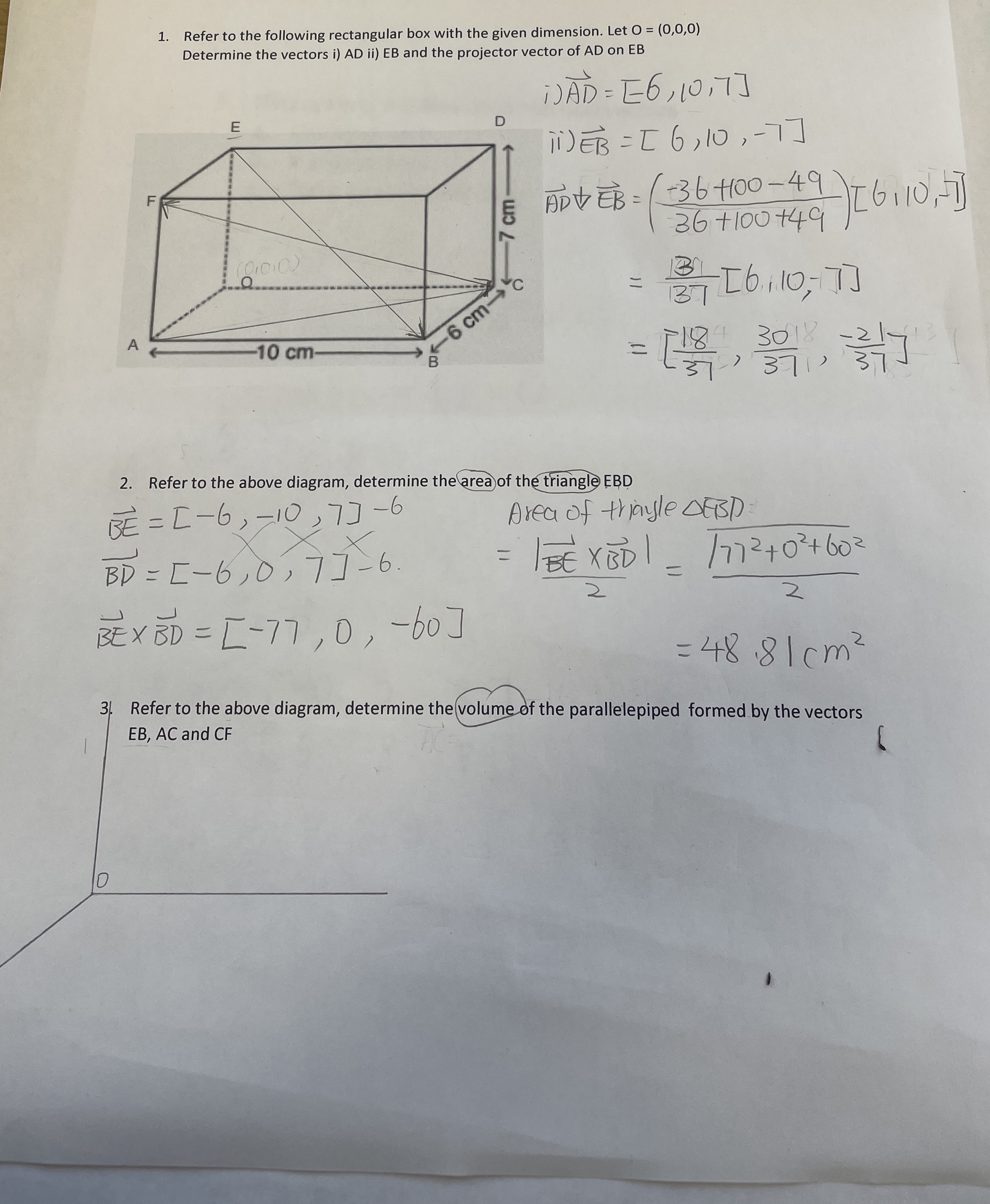 Solved Refer to the following rectangular box with the given | Chegg.com
