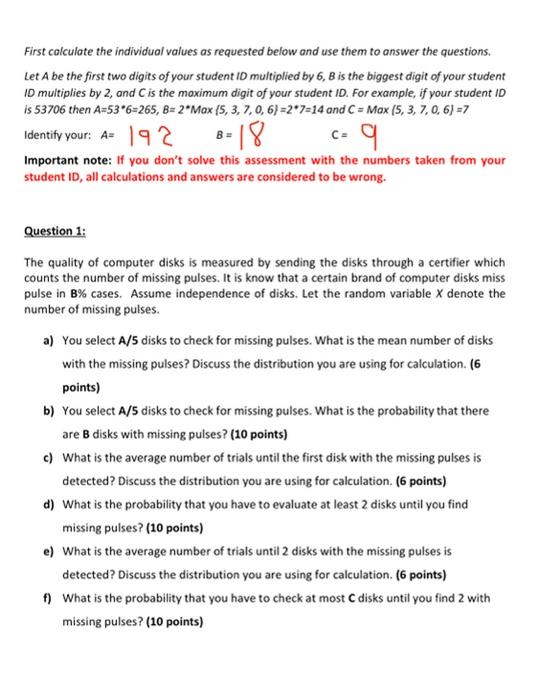 Solved First calculate the individual values as requested | Chegg.com