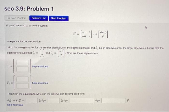 Solved sec 3.9: Problem 1 Previous Problem Problem List Next | Chegg.com