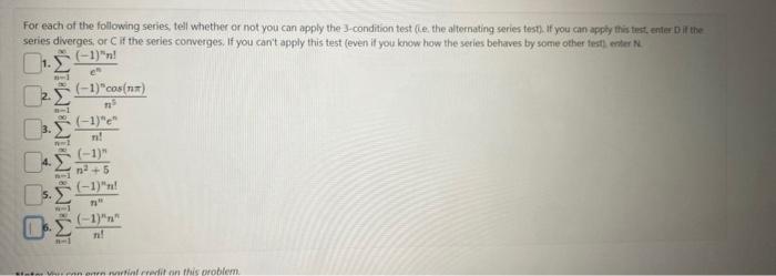 Solved For each of the following series, tell whether or not | Chegg.com