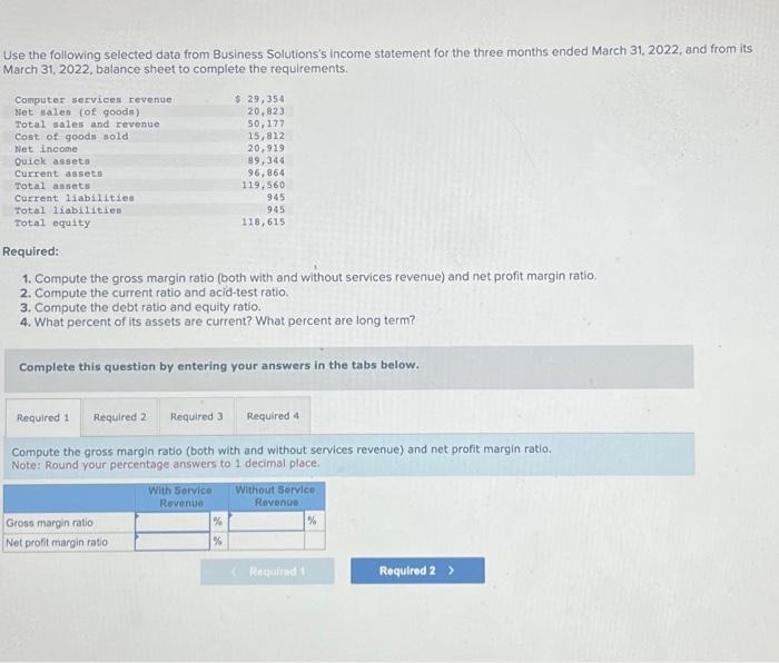 Solved 1 Compute The Gross Margin Ratio Both With And 0535