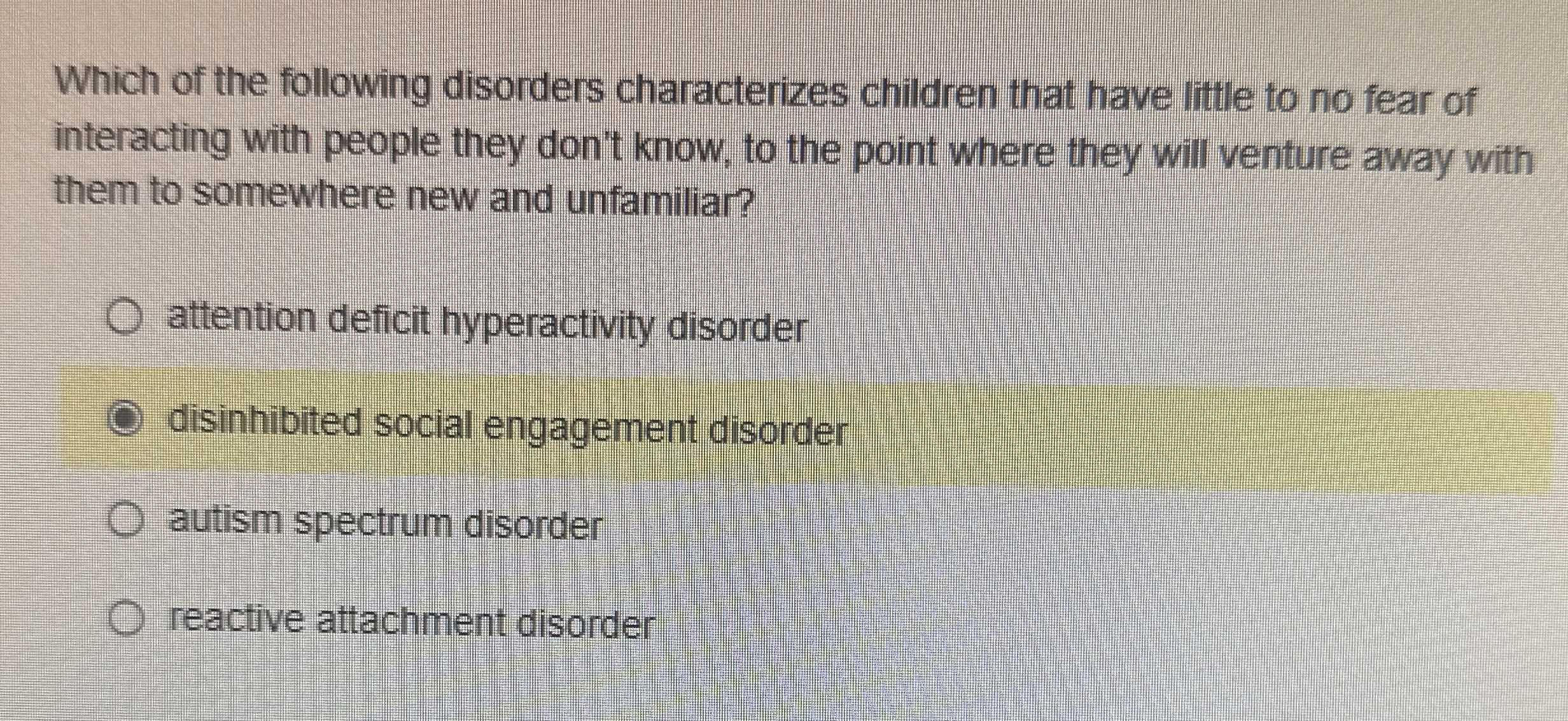 Solved Which of the following disorders characterizes | Chegg.com