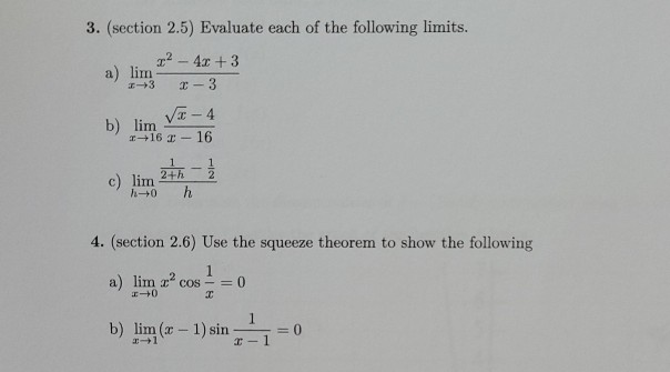 Solved 3. (section 2.5) Evaluate each of the following | Chegg.com