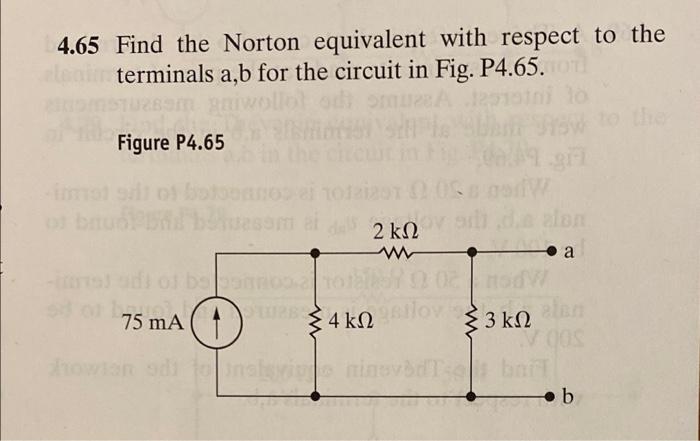 Solved 4.65 Find The Norton Equivalent With Respect To The | Chegg.com