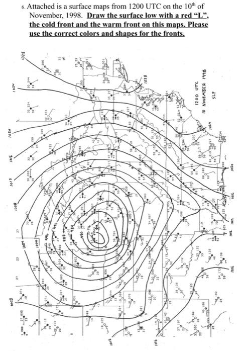 Solved Attached is a surface maps from 1200 UTC on the 10th | Chegg.com